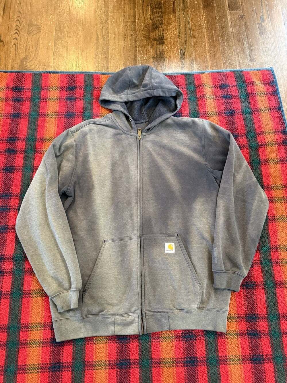 Carhartt Full Zip Rain Defender Hooded Sweatshirt Grey, Unique Fade!